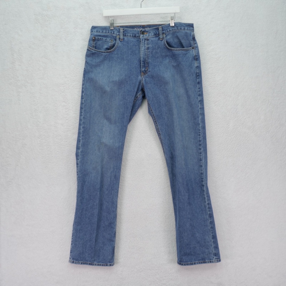 Eddie Bauer Blue Denim Men's Jeans Staight -38 / 35- Mid Rise Cotton‎ Tag 36/34